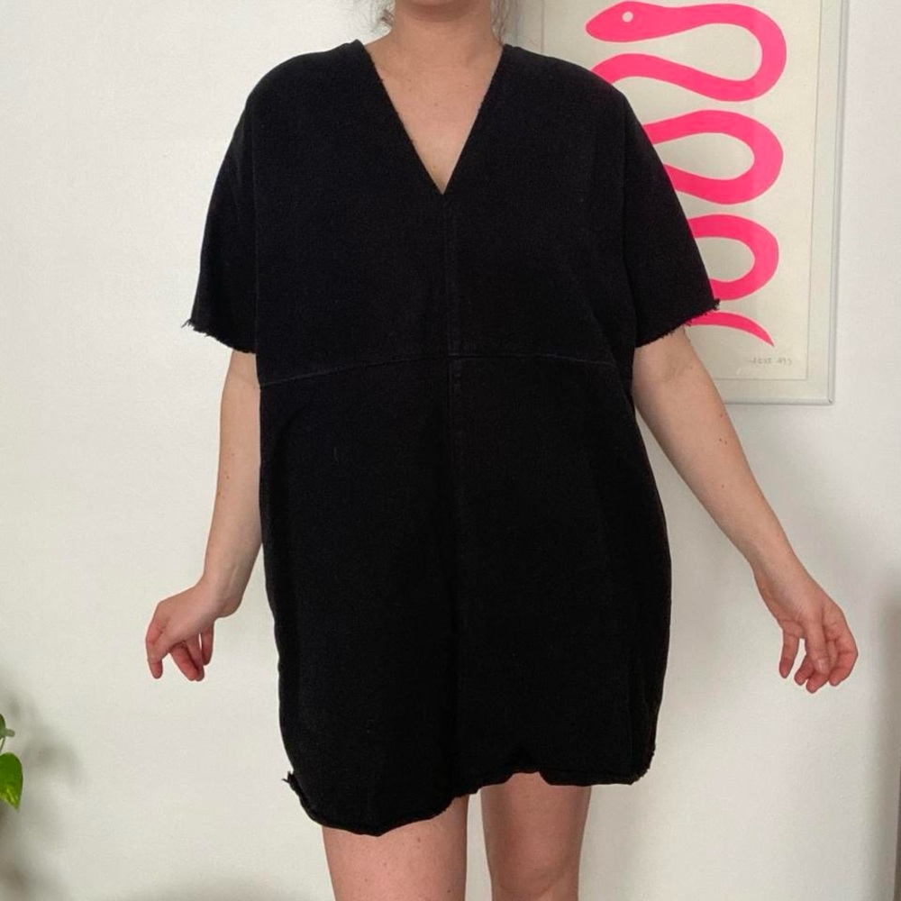 [sold] Mm6 black denim shift mini dress